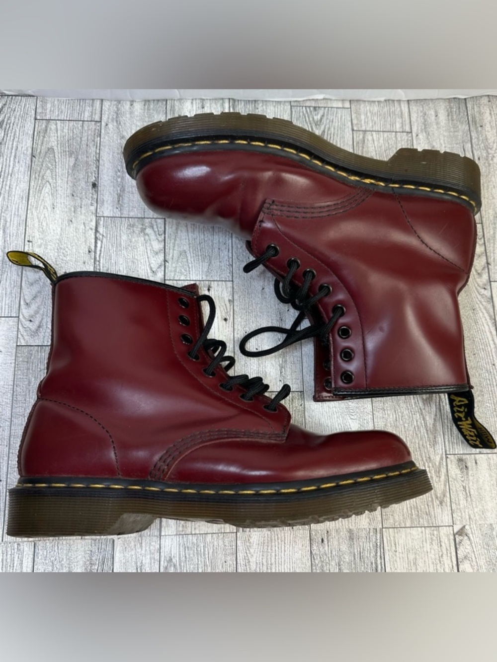 Dr. Doc Martens Maroon Leather Lace Up Combat Boots Size 7 #1480
